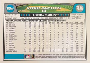 2008 Topps Florida Marlins #FLA6 Mike Jacobs Back