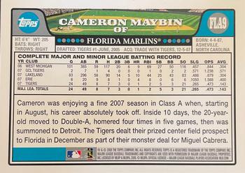 2008 Topps Florida Marlins #FLA9 Cameron Maybin Back