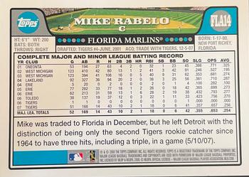 2008 Topps Florida Marlins #FLA14 Mike Rabelo Back