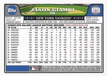 2008 Topps New York Yankees #NYY8 Jason Giambi Back