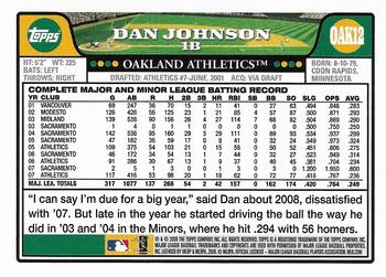 2008 Topps Oakland Athletics #OAK12 Dan Johnson Back