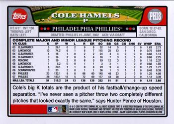 2008 Topps Philadelphia Phillies #PHI8 Cole Hamels Back