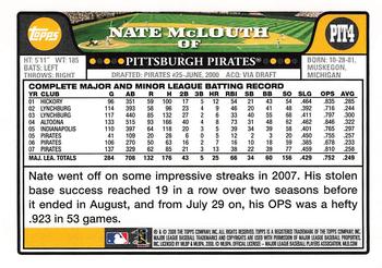 2008 Topps Pittsburgh Pirates #PIT4 Nate McLouth Back