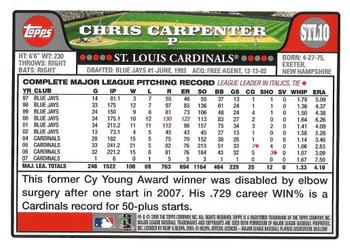 2008 Topps St. Louis Cardinals #STL10 Chris Carpenter Back