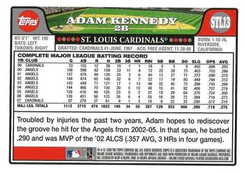 2008 Topps St. Louis Cardinals #STL13 Adam Kennedy Back