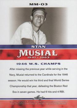 2015 Leaf Heroes of Baseball - Stan Musial Milestones #MM-03 Stan Musial Back