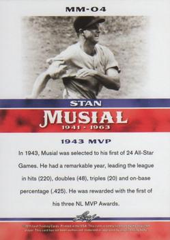 2015 Leaf Heroes of Baseball - Stan Musial Milestones #MM-04 Stan Musial Back