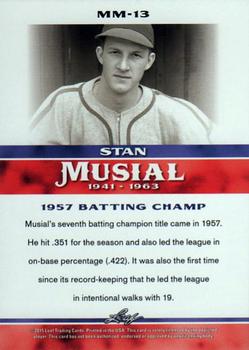 2015 Leaf Heroes of Baseball - Stan Musial Milestones #MM-13 Stan Musial Back