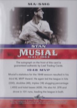 2015 Leaf Heroes of Baseball - Stan Musial Milestones Autographs #MA-SM6 Stan Musial Back