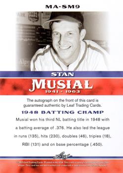 2015 Leaf Heroes of Baseball - Stan Musial Milestones Autographs #MA-SM9 Stan Musial Back