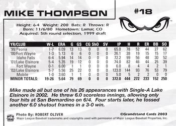 2003 Grandstand Lake Elsinore Storm #NNO Mike Thompson Back