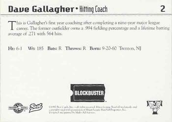 1997 Best Trenton Thunder #2 Dave Gallagher Back