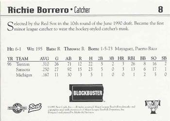 1997 Best Trenton Thunder #8 Richie Borrero Back