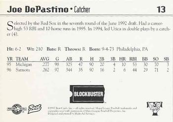 1997 Best Trenton Thunder #13 Joe DePastino Back