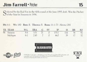 1997 Best Trenton Thunder #15 Jim Farrell Back