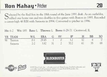 1997 Best Trenton Thunder #20 Ron Mahay Back