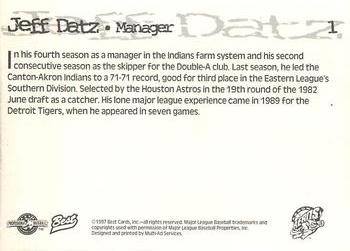 1997 Best Akron Aeros #1 Jeff Datz Back