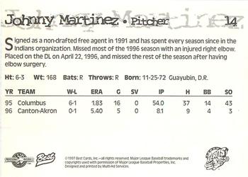 1997 Best Akron Aeros #14 Johnny Martinez Back