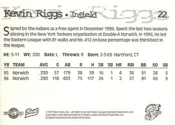 1997 Best Akron Aeros #22 Kevin Riggs Back