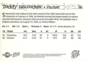 1997 Best Akron Aeros #26 Teddy Warrecker Back