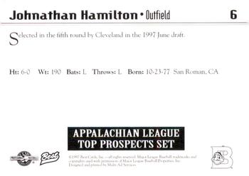 1997 Best Appalachian League Top Prospects #6 Jonathan Hamilton Back