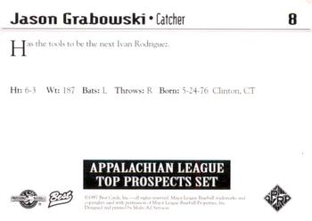 1997 Best Appalachian League Top Prospects #8 Jason Grabowski Back