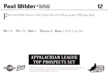 1997 Best Appalachian League Top Prospects #12 Paul Wilder Back