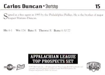 1997 Best Appalachian League Top Prospects #15 Carlos Duncan Back