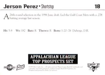 1997 Best Appalachian League Top Prospects #18 Jerson Perez Back