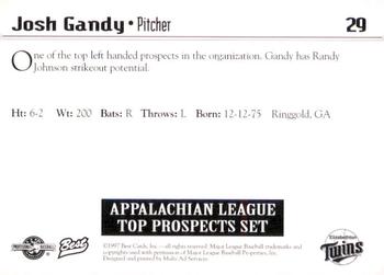 1997 Best Appalachian League Top Prospects #29 Josh Gandy Back