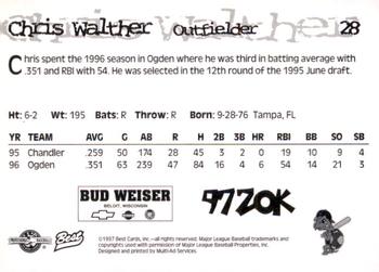 1997 Best Beloit Snappers #28 Chris Walther Back