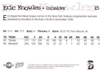 1997 Best Binghamton Mets #15 Eric Knowles Back