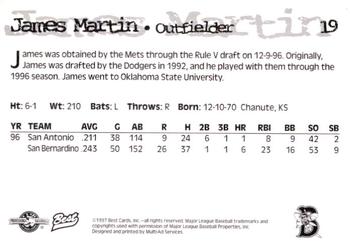 1997 Best Binghamton Mets #19 James Martin Back