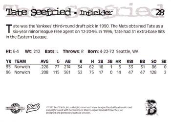 1997 Best Binghamton Mets #28 Tate Seefried Back