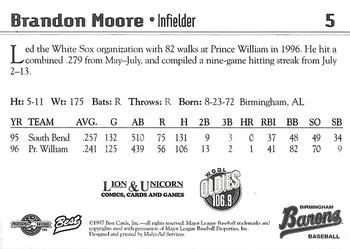 1997 Best Birmingham Barons #5 Brandon Moore Back