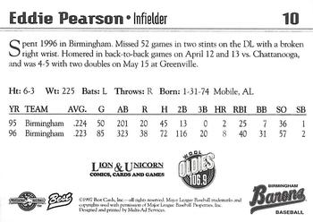 1997 Best Birmingham Barons #10 Eddie Pearson Back