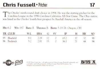 1997 Best Bowie Baysox #17 Chris Fussell Back
