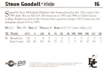 1997 Best Brevard County Manatees #16 Steve Goodell Back