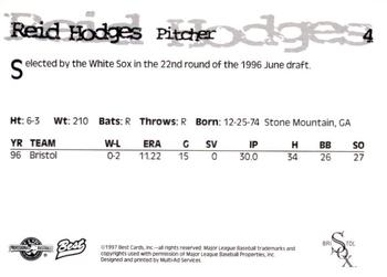 1997 Best Bristol White Sox #4 Reid Hodges Back