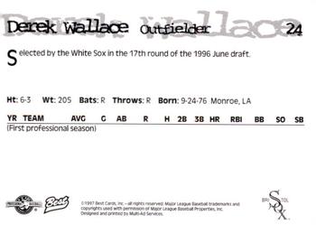 1997 Best Bristol White Sox #24 Derek Wallace Back