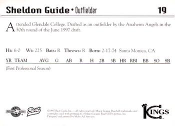 1997 Best Butte Copper Kings #19 Sheldon Guide Back