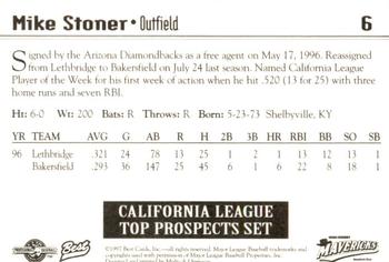 1997 Best California League Top Prospects #6 Mike Stoner Back