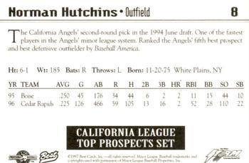 1997 Best California League Top Prospects #8 Norman Hutchins Back