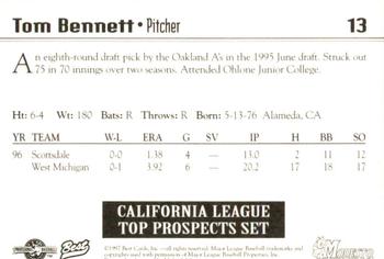 1997 Best California League Top Prospects #13 Tom Bennett Back