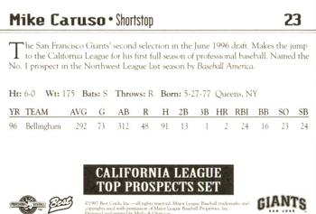 1997 Best California League Top Prospects #23 Mike Caruso Back