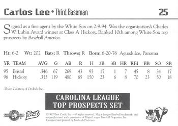 1997 Best Carolina League Top Prospects #25 Carlos Lee Back