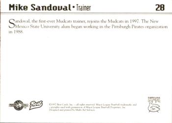 1997 Best Carolina Mudcats #28 Mike Sandoval Back