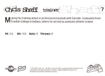 1997 Best Danville Braves #7 Chris Shaff Back