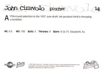 1997 Best Danville Braves #14 John Ciravolo Back