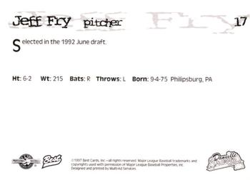 1997 Best Danville Braves #17 Jeff Fry Back
